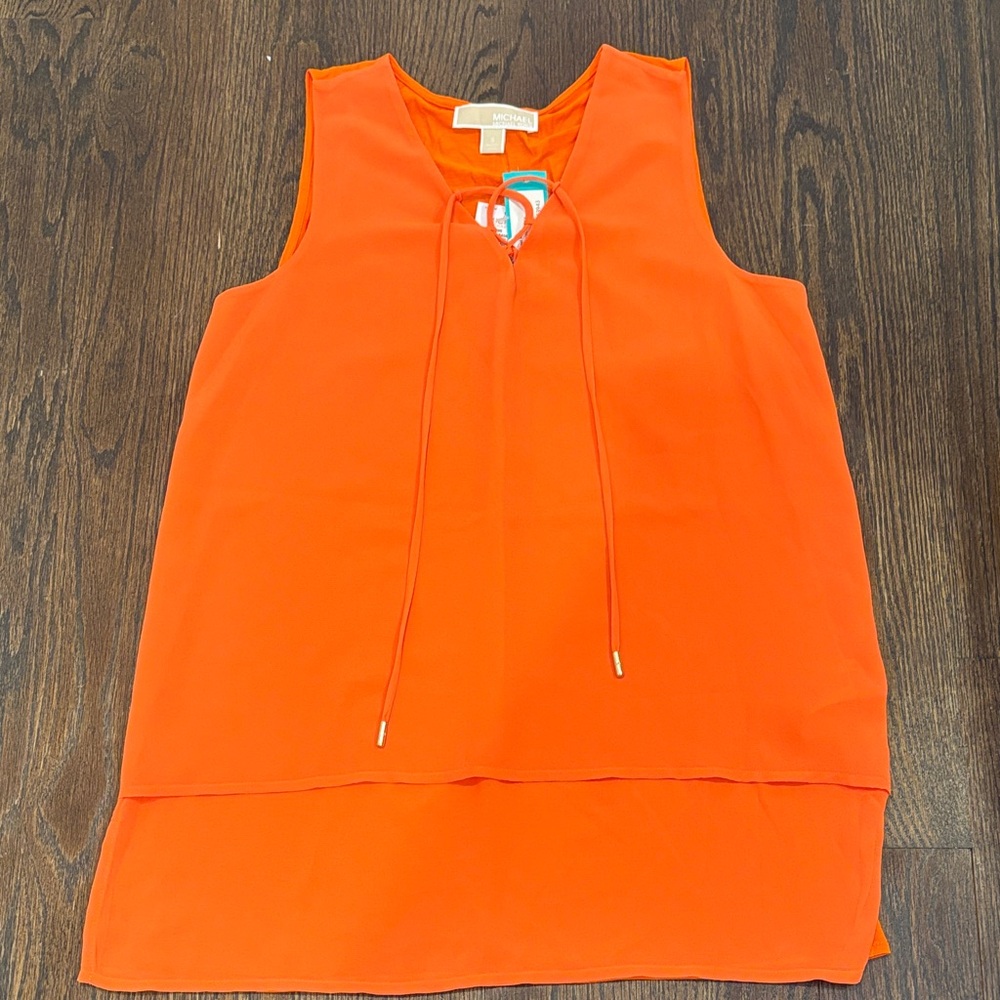 NWT Michael Kors Women’s Orange Sleeveless Blouse Size Small